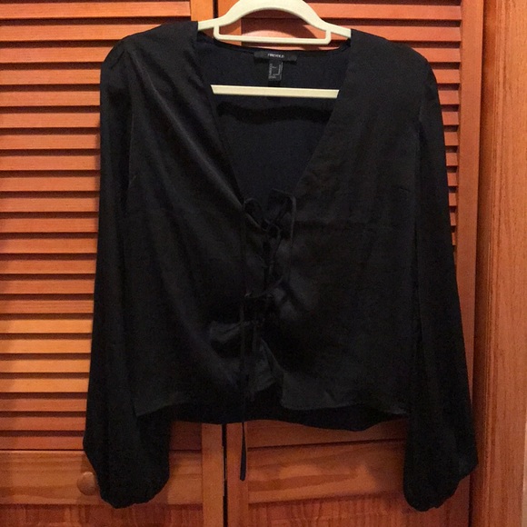 Forever 21 Tops - Forever 21 Black lace up Top sz M